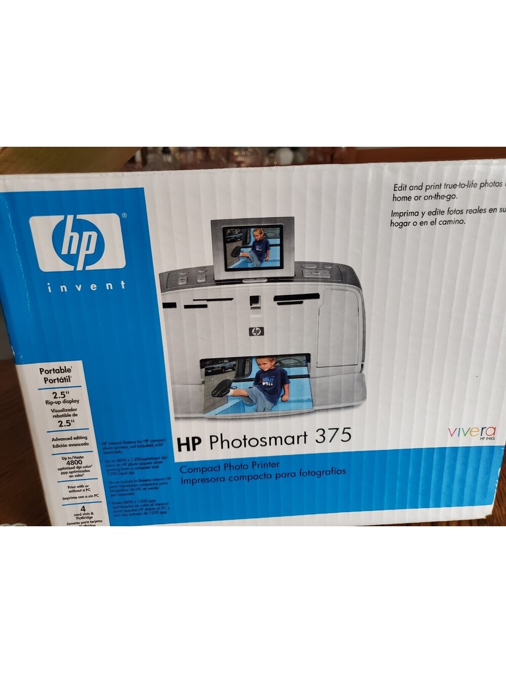HP Photosmart 375 Compact Color Photo Printer-New Sealed
